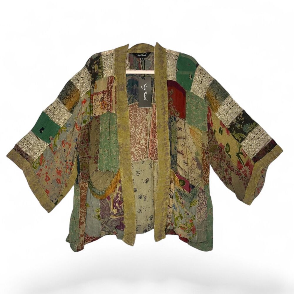 NWT YOUNG THREADS Patchwork Open Jacket Size:Sm N… - image 7